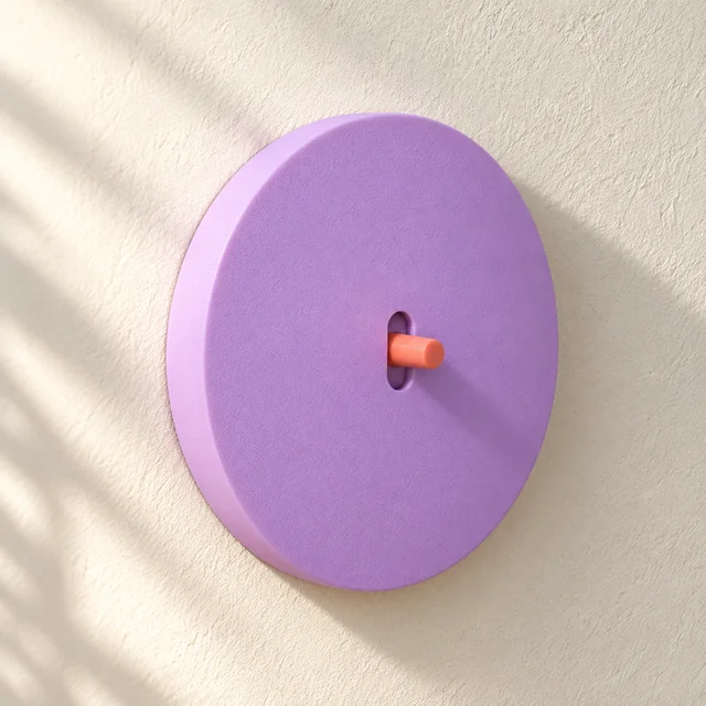 Lilac circular cover with a coral tab