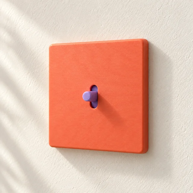 Coral square cover with a lilac tab